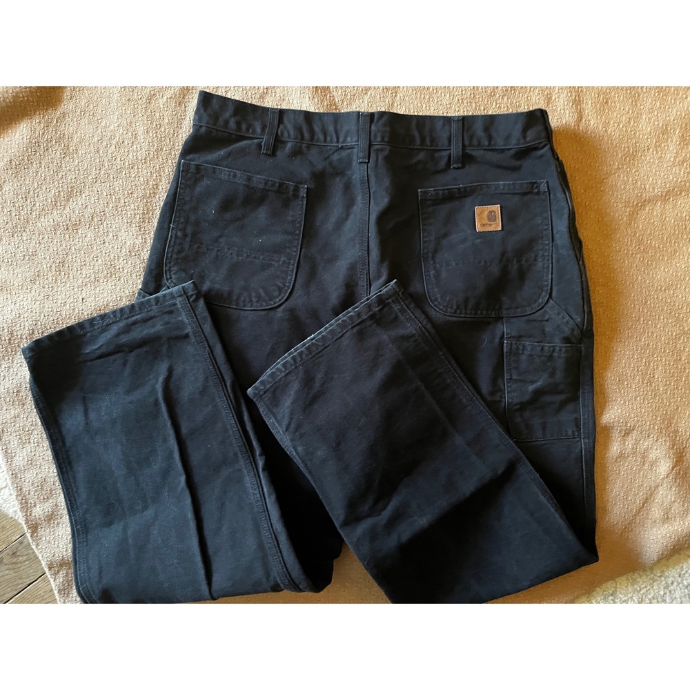 Carhartt B11 BLK Washed Duck Work Dungaree Pants Black 38x30 Mens